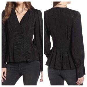 Something Navy black‎ polka dot whimsigoth blouse